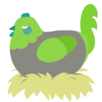 Macne Nana, a ash and grass chicken with a head pattern