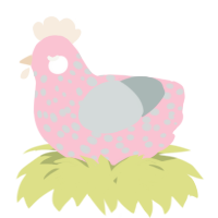 A rose and silver chicken with a speckle pattern