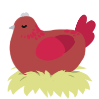 Dr Pepper, a red and crimson chicken with a neck-speckle pattern