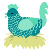 A teal and mint chicken with a lace pattern