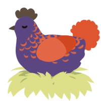 A overcast and vermilion chicken with a half-lace pattern
