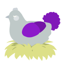 A silver and violet chicken