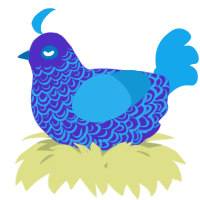 A indigo and sky chicken with a double-lace pattern