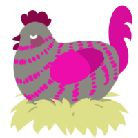 A ash and fuchsia chicken with a bar pattern