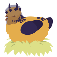 Sonneschein, a orange and navy chicken with a neck-speckle pattern