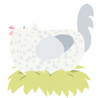 A white and mist chicken with a speckle pattern