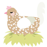 A beige and white chicken with a speckle pattern