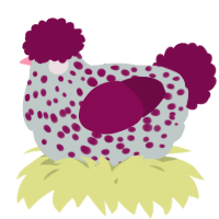 A silver and wine chicken with a speckle pattern