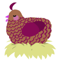 A brown and wine chicken with a lace pattern
