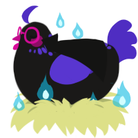 A sable and indigo chicken with a neck-speckle pattern