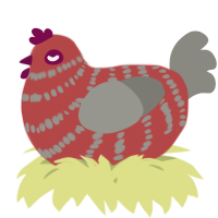A red and ash chicken with a bar pattern