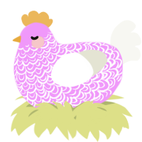 A lavender and white chicken with a double-lace pattern