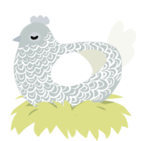 Tinsel, a silver and white chicken with a double-lace pattern