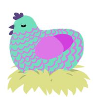 A mint and orchid chicken with a lace pattern