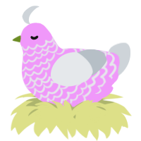 A lavender and mist chicken with a lace pattern