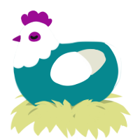 A teal and white chicken with a head pattern