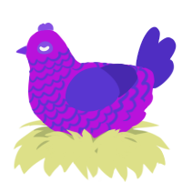 A amethyst and indigo chicken with a lace pattern