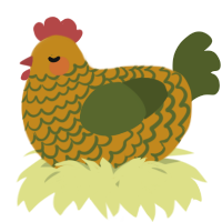 A ochre and olive chicken with a lace pattern