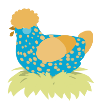 A cerulean and honey chicken with a speckle pattern