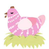 Cake roll, a pink and rose chicken with a bar pattern
