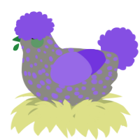A ash and blurple chicken with a speckle pattern