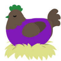 Poop Grape, a violet and bark chicken with a head pattern