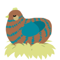 A brown and sea chicken with a bar pattern