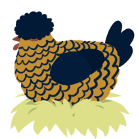A gold and tumblr chicken with a lace pattern