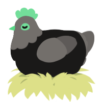 A sable and grey chicken with a head pattern