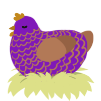 Ube Cake, a violet and brown chicken with a lace pattern
