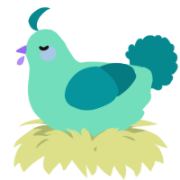 A mint and teal chicken