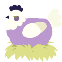 A lilac and white chicken with a head pattern