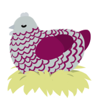 Agent Cameo, a silver and wine chicken with a lace pattern