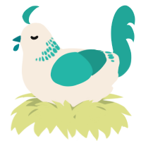 A cream and turquoise chicken with a neck-band pattern