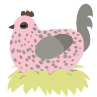 Strawberry Smores, a rose and ash chicken with a speckle pattern
