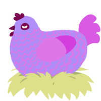 A lilac and orchid chicken with a lace pattern