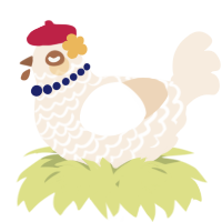 A cream chicken with a lace pattern