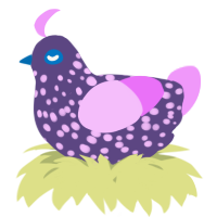 A overcast and lavender chicken with a speckle pattern