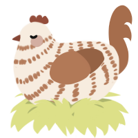 A cream and brown chicken with a bar pattern