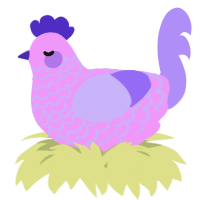 A lavender and lilac chicken with a lace pattern