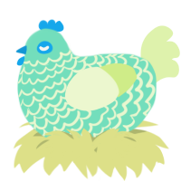 A mint and apple chicken with a lace pattern