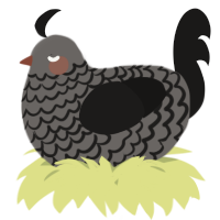 A grey and sable chicken with a lace pattern