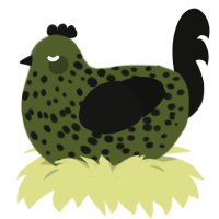 (unnamed), a olive and black chicken with a speckle pattern
