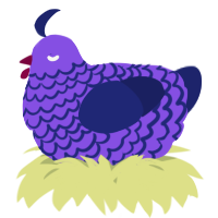 A blurple and navy chicken with a lace pattern