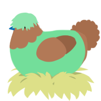 A spring and brown chicken with a head pattern