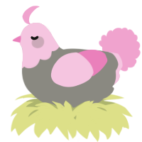 A ash and pink chicken with a head pattern