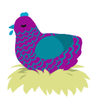 A plum and sea chicken with a lace pattern