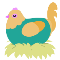 A turquoise and honey chicken with a head pattern