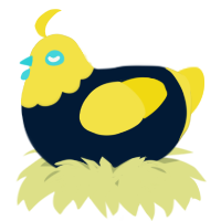 A tumblr and yellow chicken with a head pattern