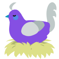 A blurple and silver chicken